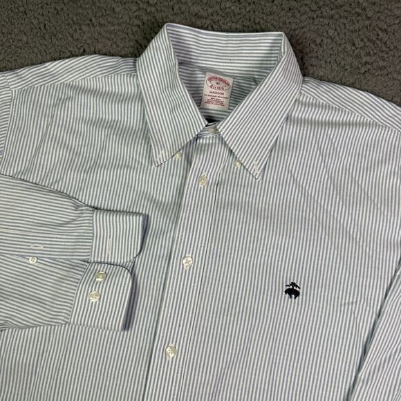 Brooks Brothers Other - Brooks Brothers Oxford Button-Down Shirt Mens XL Blue Striped OCBD Madison Logo